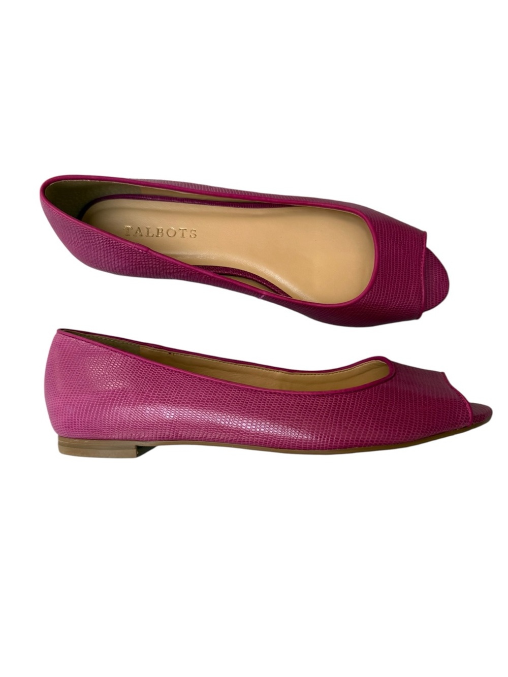 Talbots Fuchsia Pink Peep-Toe Flat Shoes Women Size 9